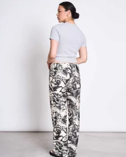 Mid Rise Loose Pants Strath Ink Print