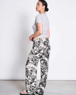Mid Rise Loose Pants Strath Ink Print