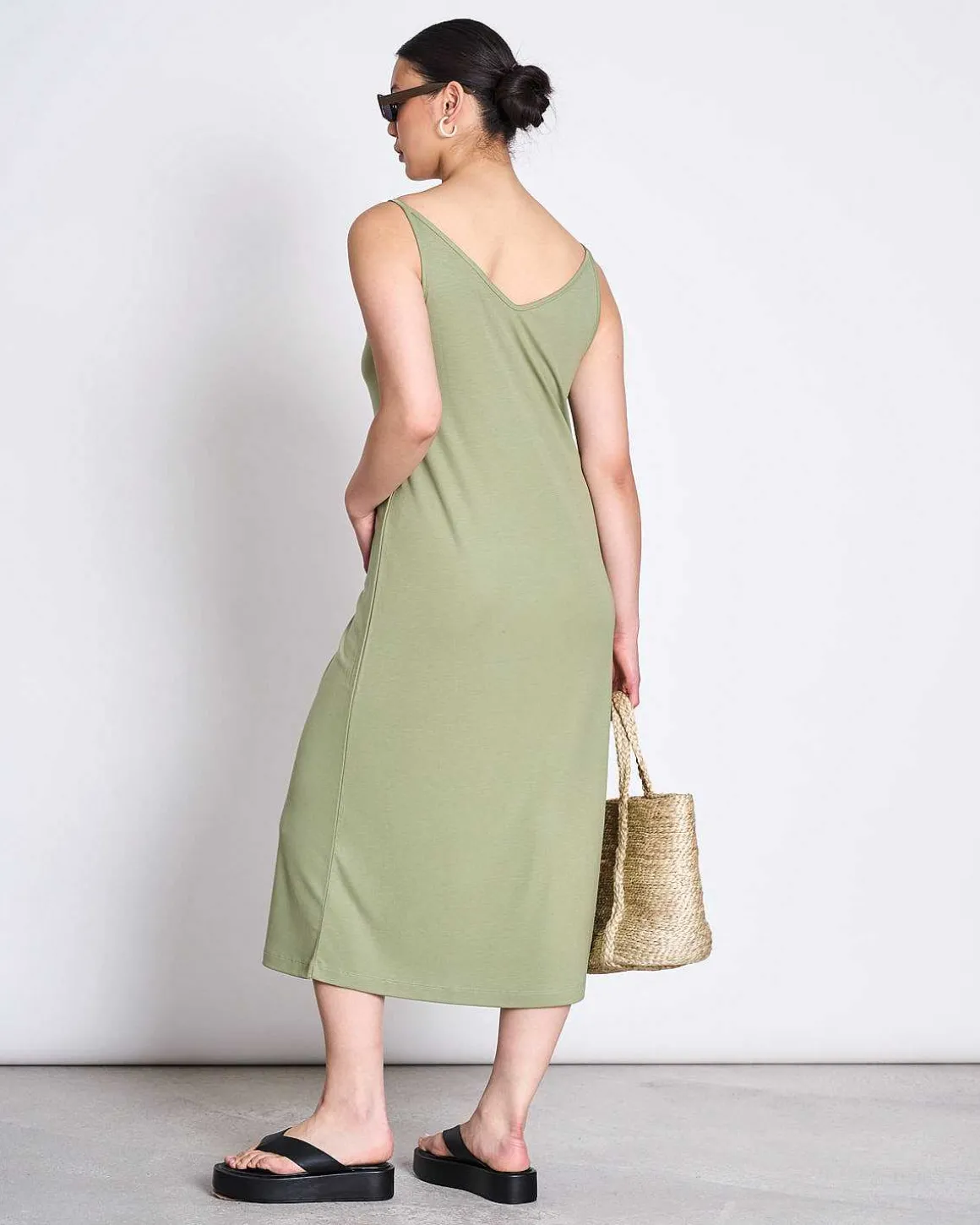Midi Dress Triangle Pale Olive