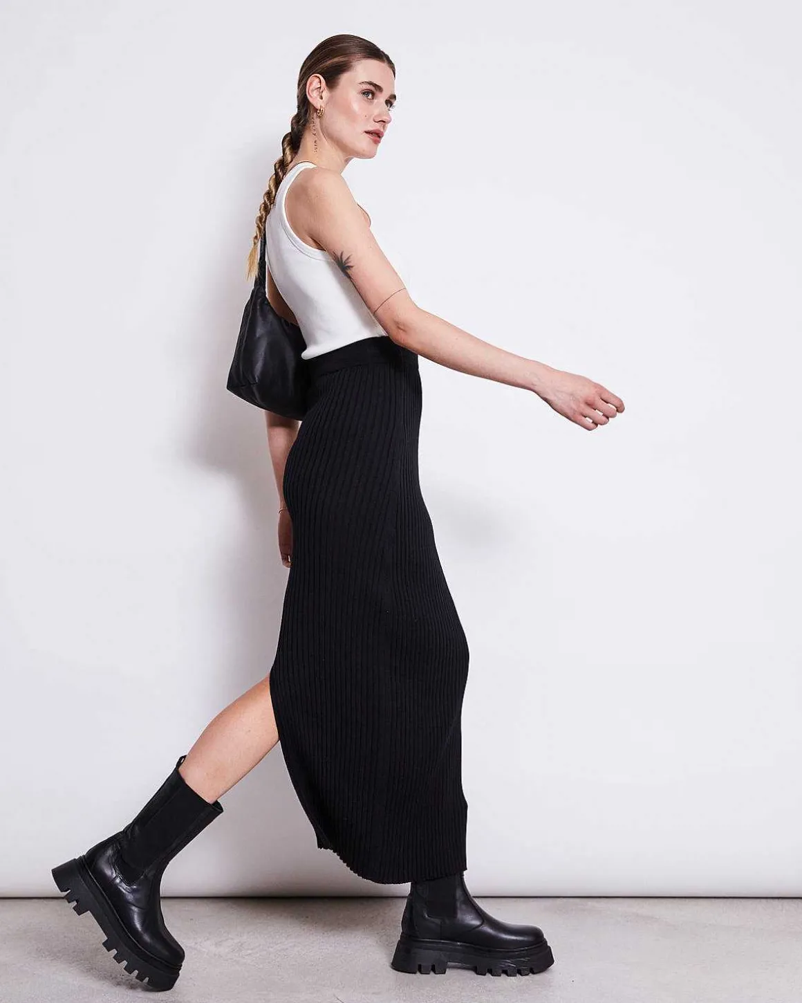 Midi Knit Skirt Ebba Black Gots