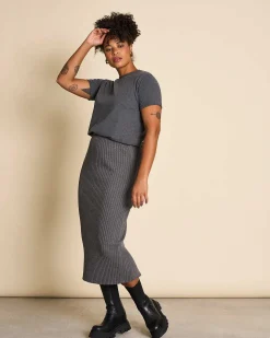 Midi Knit Skirt Ebba Dark Grey Gots