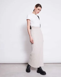 Midi Knit Skirt Ebba Ivory Gots
