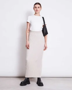 Midi Knit Skirt Ebba Ivory Gots
