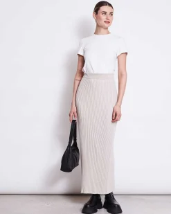 Midi Knit Skirt Ebba Ivory Gots