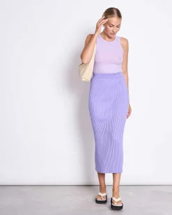 Midi Knit Skirt Ebba Lilac Gots