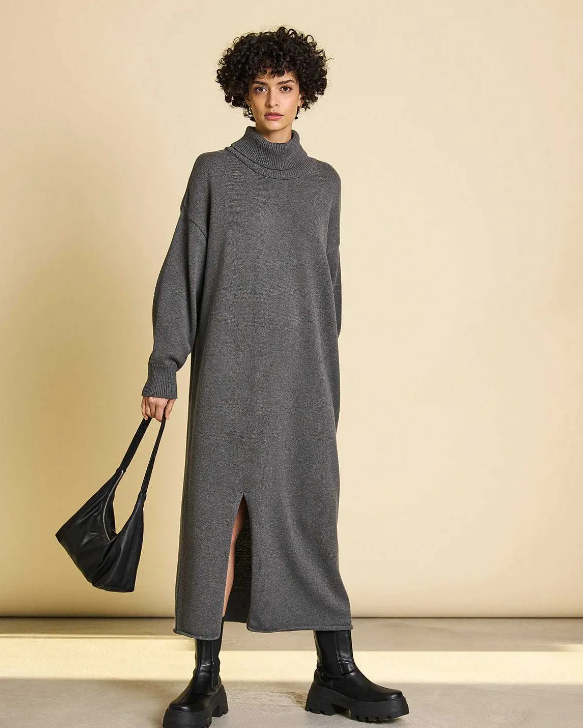 Midi Strickkleid Inari Dark Grey Gots