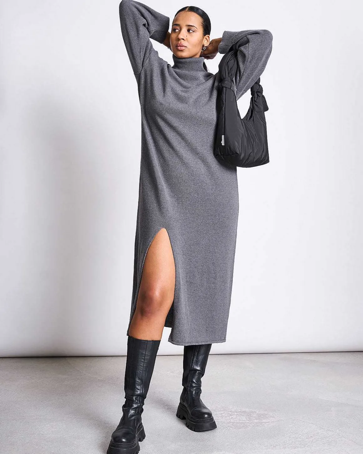 Midi Strickkleid Inari Dark Grey Gots