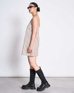 Mini Dress Alloa Camel Striped