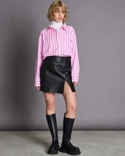 Oversized Shirt Mamro Hot Pink Striped