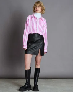 Oversized Shirt Mamro Hot Pink Striped