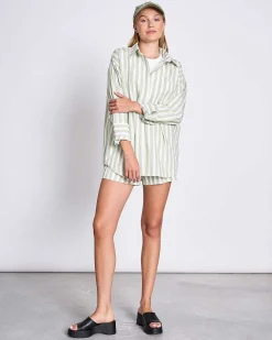Oversized Shirt Mamro Pistachio Striped