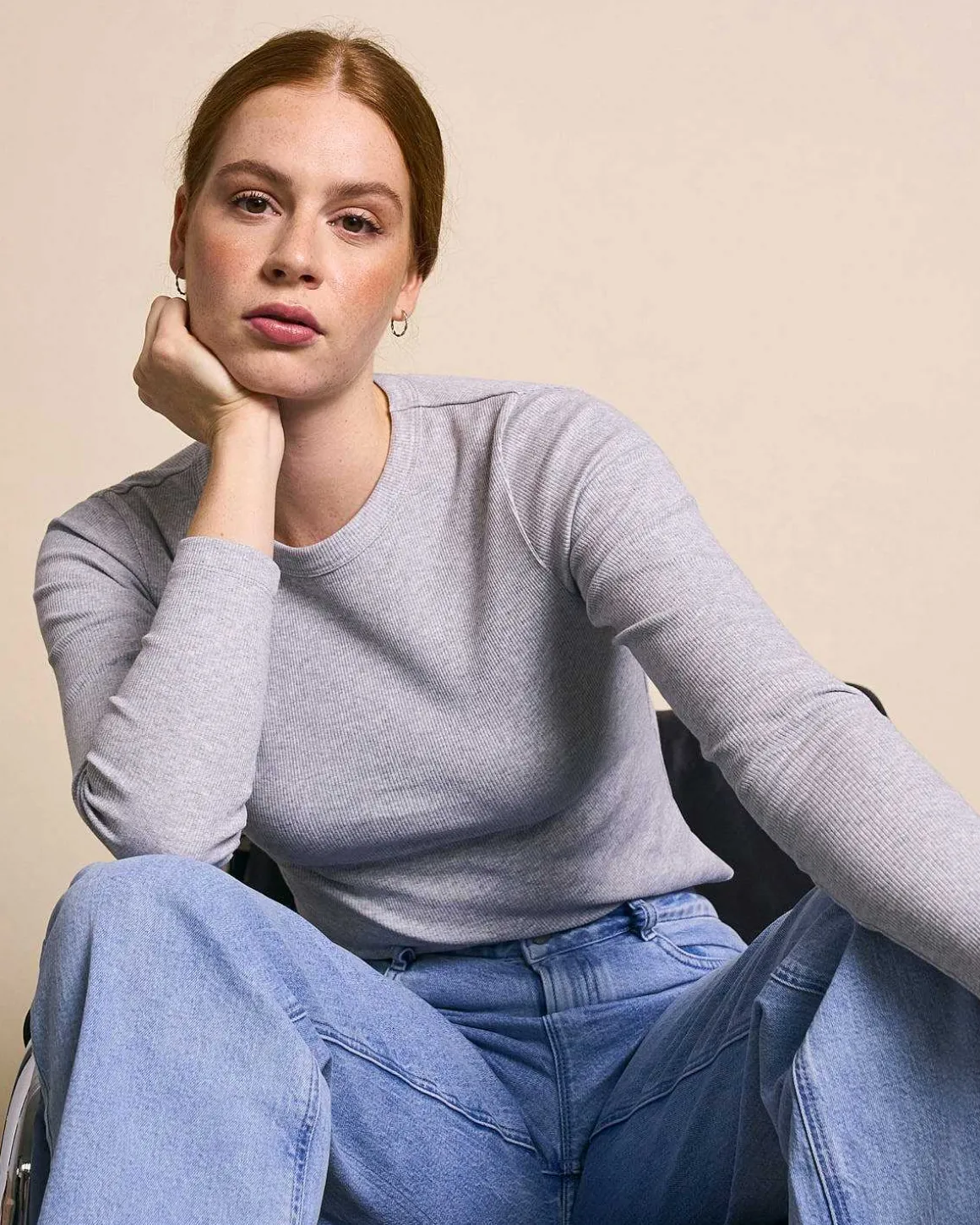 Rib Longsleeve Muri Light Grey Gots