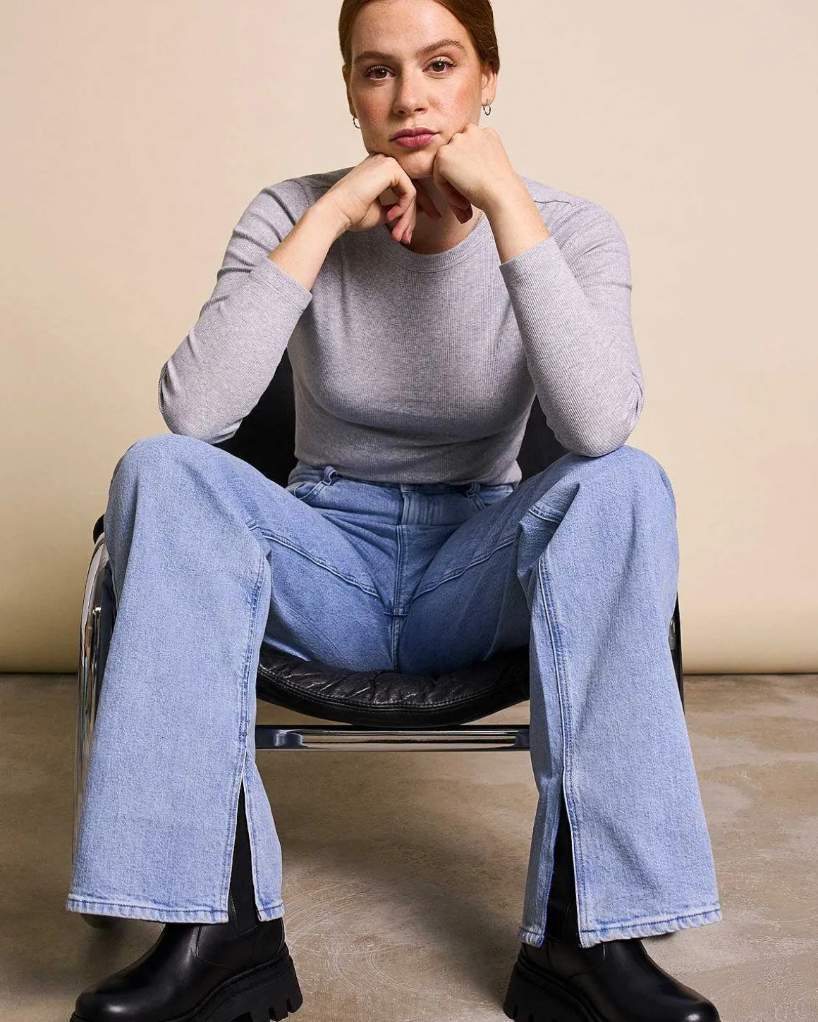 Rib Longsleeve Muri Light Grey Gots