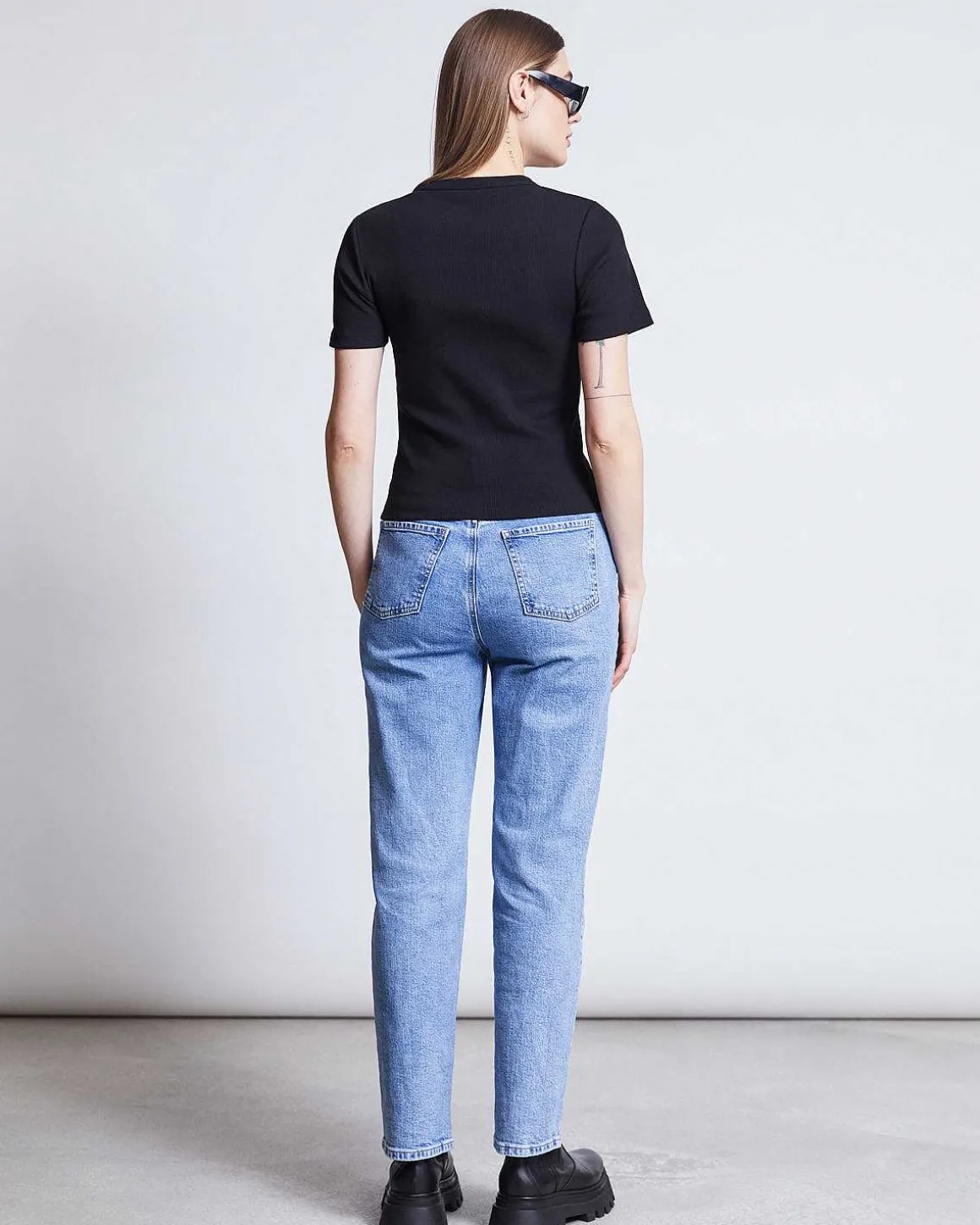 Rib T-Shirt Nile Black Gots