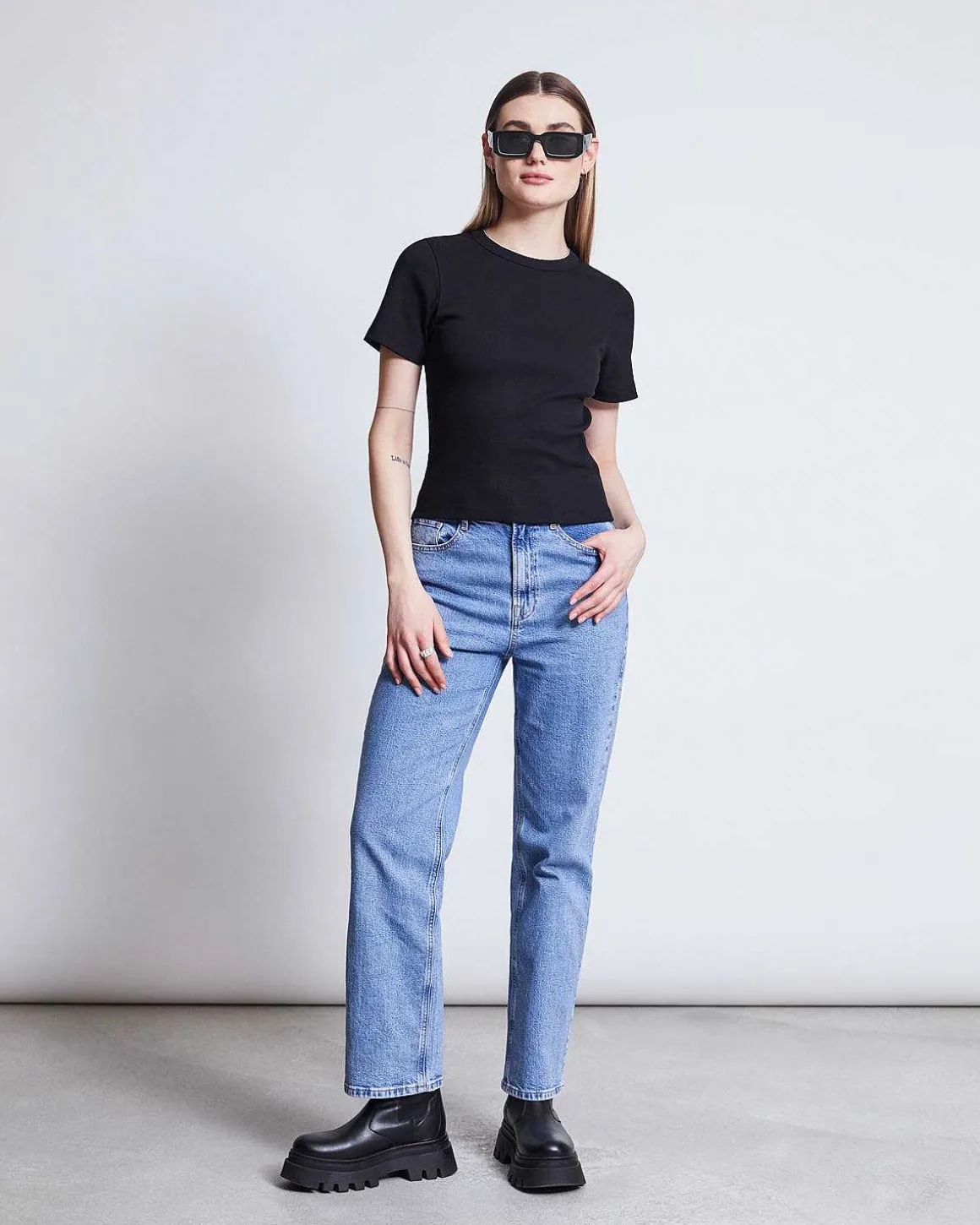 Rib T-Shirt Nile Black Gots