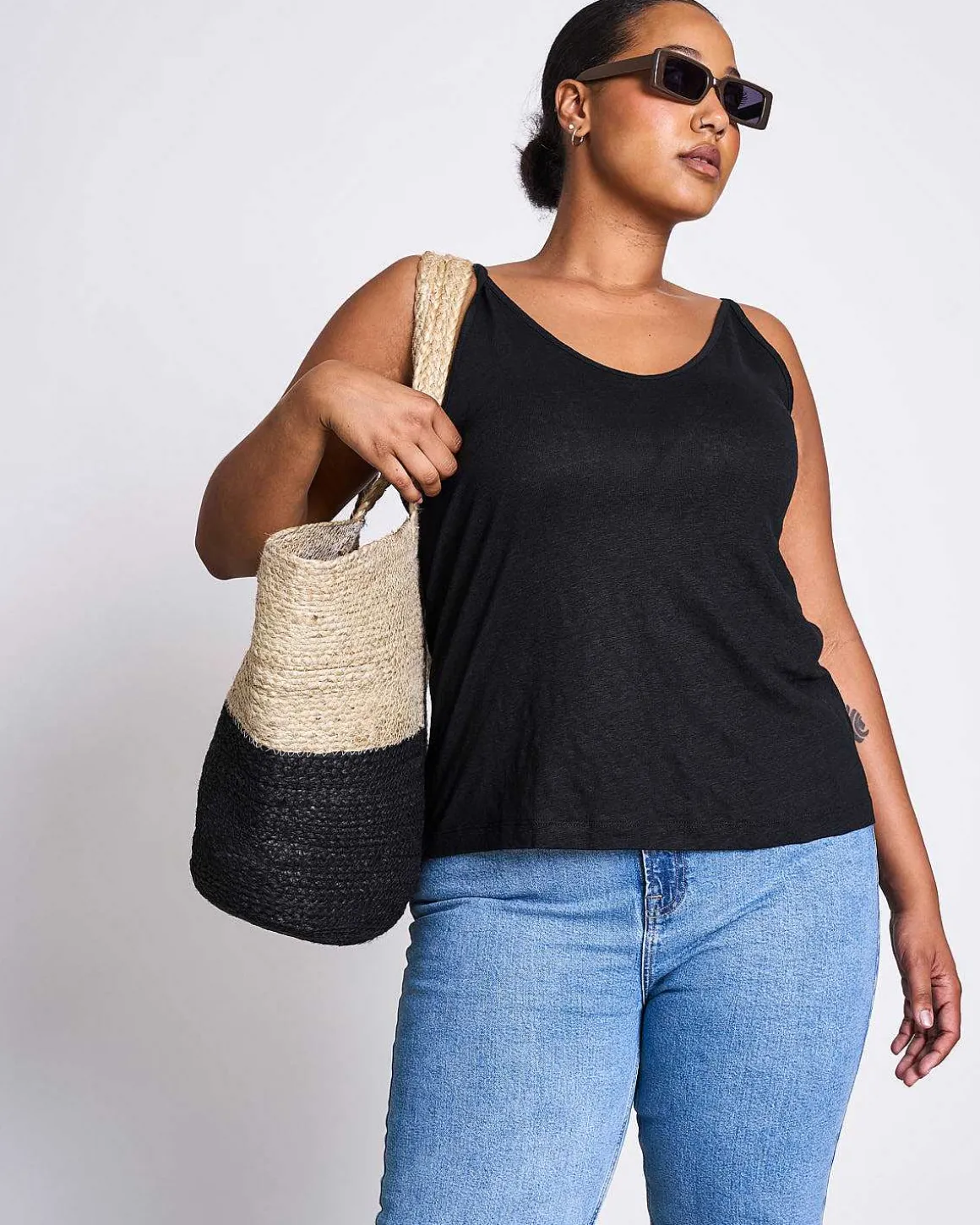 Shopping Basket Jute Black