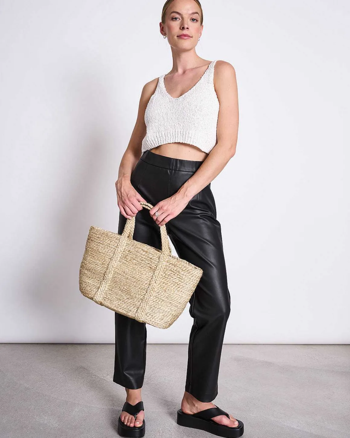 Shopping Basket Jute Short Handle