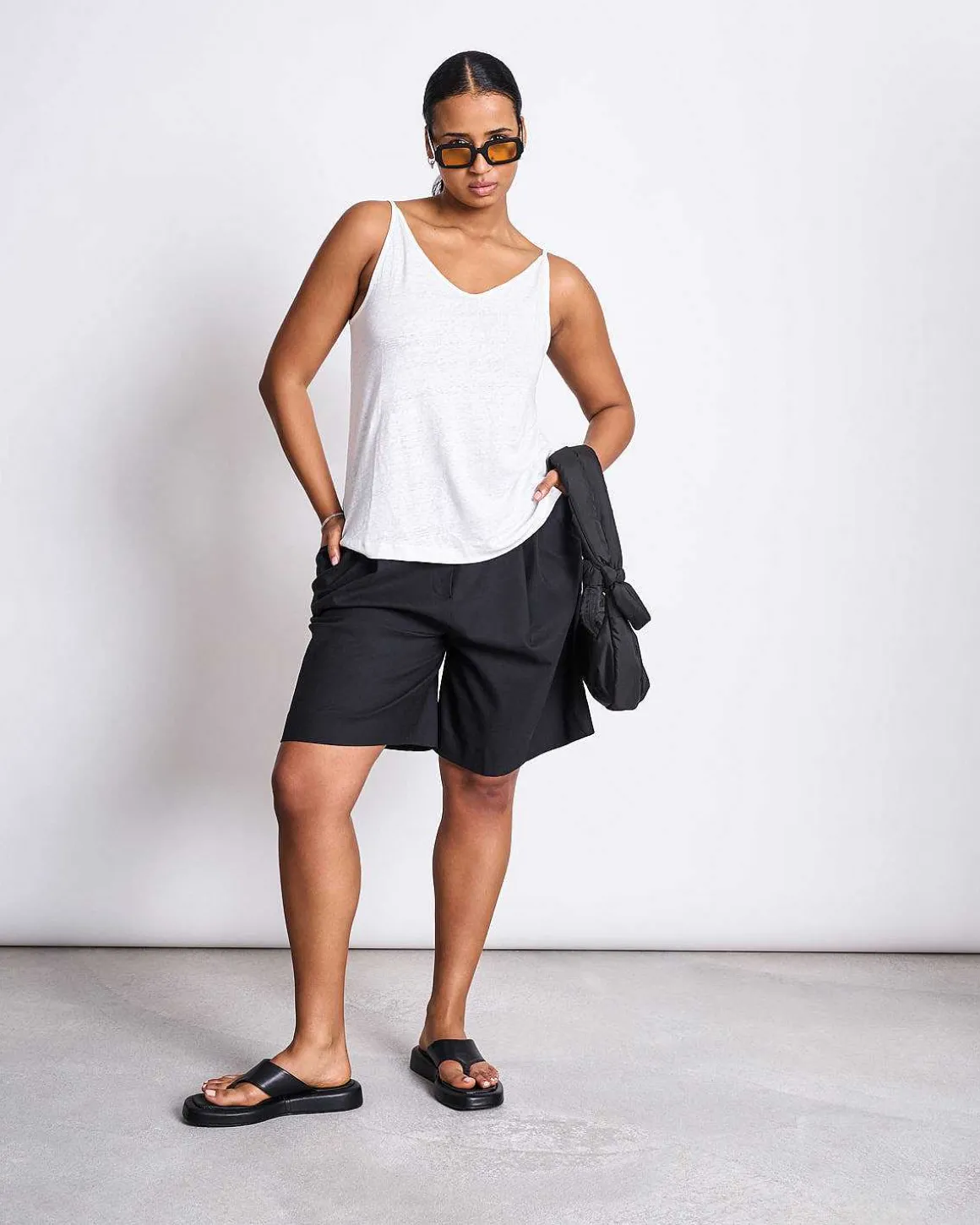 Slip Top Triangle Linen White Gots