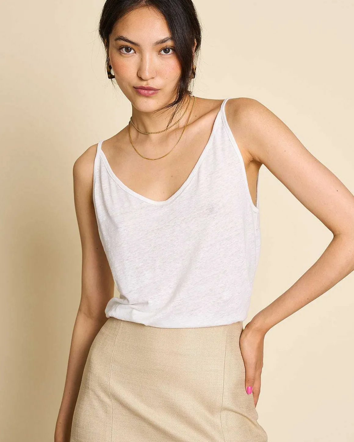 Slip Top Triangle Linen White Gots