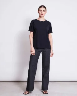 Slitted Wide Leg Jeans Selene Faded Black