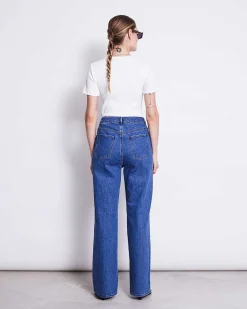Slitted Wide Leg Jeans Selene Mid Blue