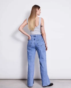 Slitted Wide Leg Jeans Selene Light Blue