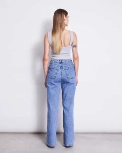 Slitted Wide Leg Jeans Selene Light Blue