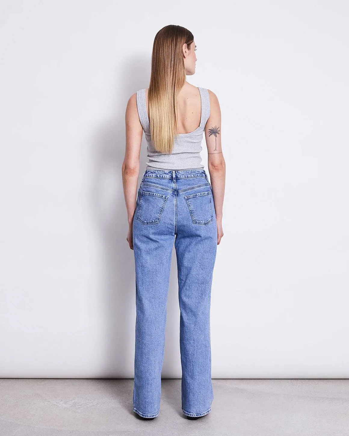 Slitted Wide Leg Jeans Selene Light Blue