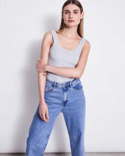 Slitted Wide Leg Jeans Selene Light Blue