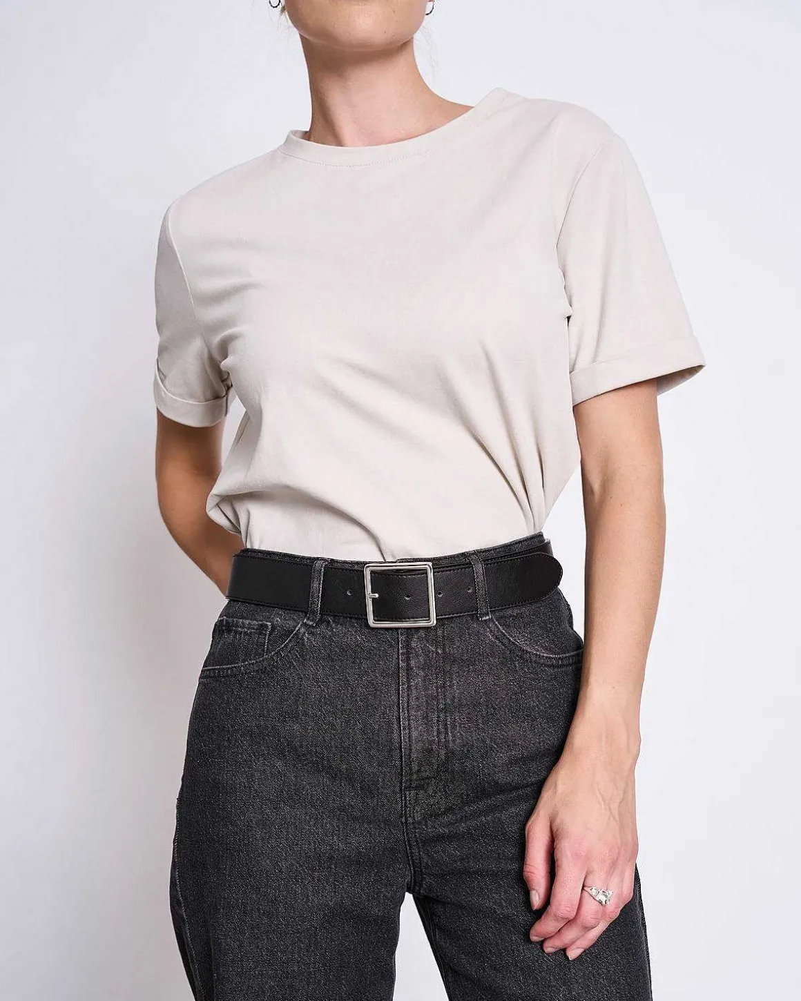 Square Buckle Belt Black