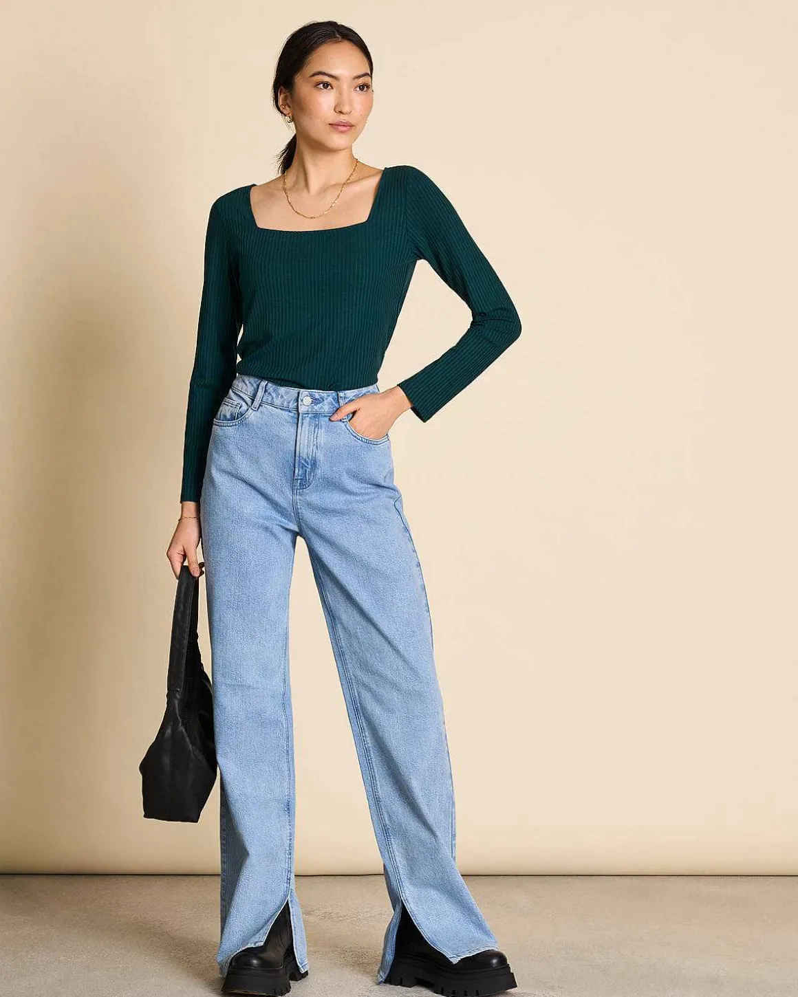 Square Neck Longsleeve Fria Bottle Green