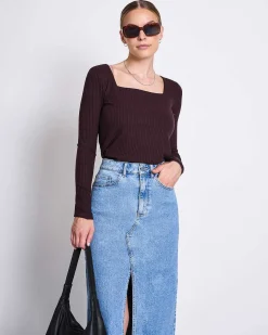 Square Neck Longsleeve Fria Espresso