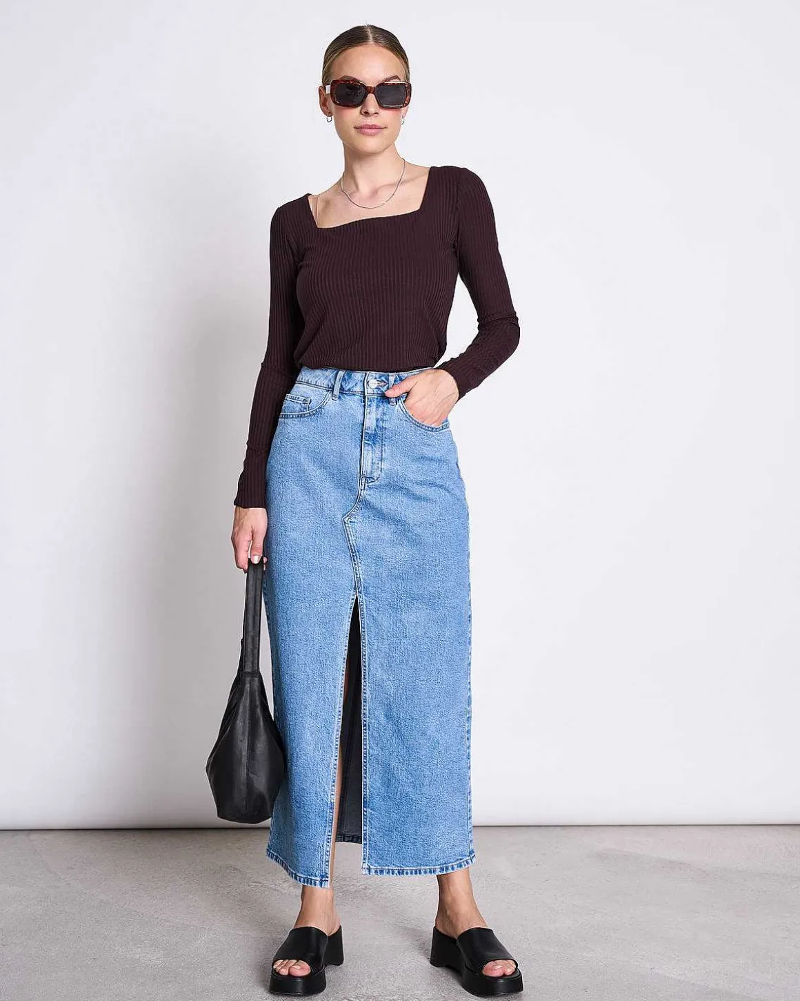 Square Neck Longsleeve Fria Espresso