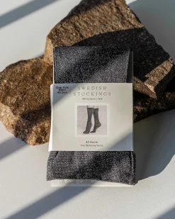 Swedish Stockings Socks Ines Black Shimmery 40 Den