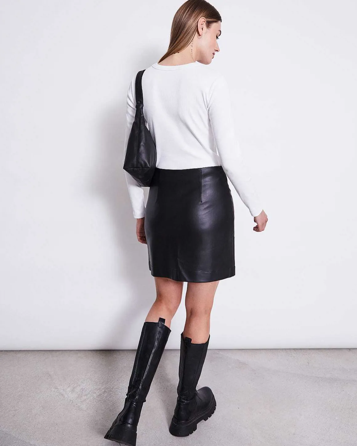 The Vegan Coated Skirt Black