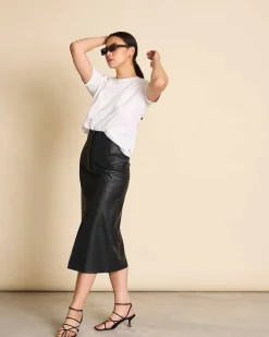 The Vegan Coated Skirt Long Black