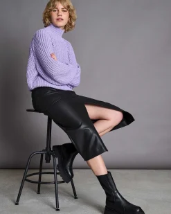 The Vegan Coated Skirt Long Black