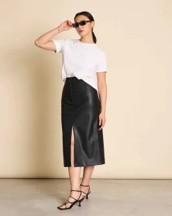 The Vegan Coated Skirt Long Black