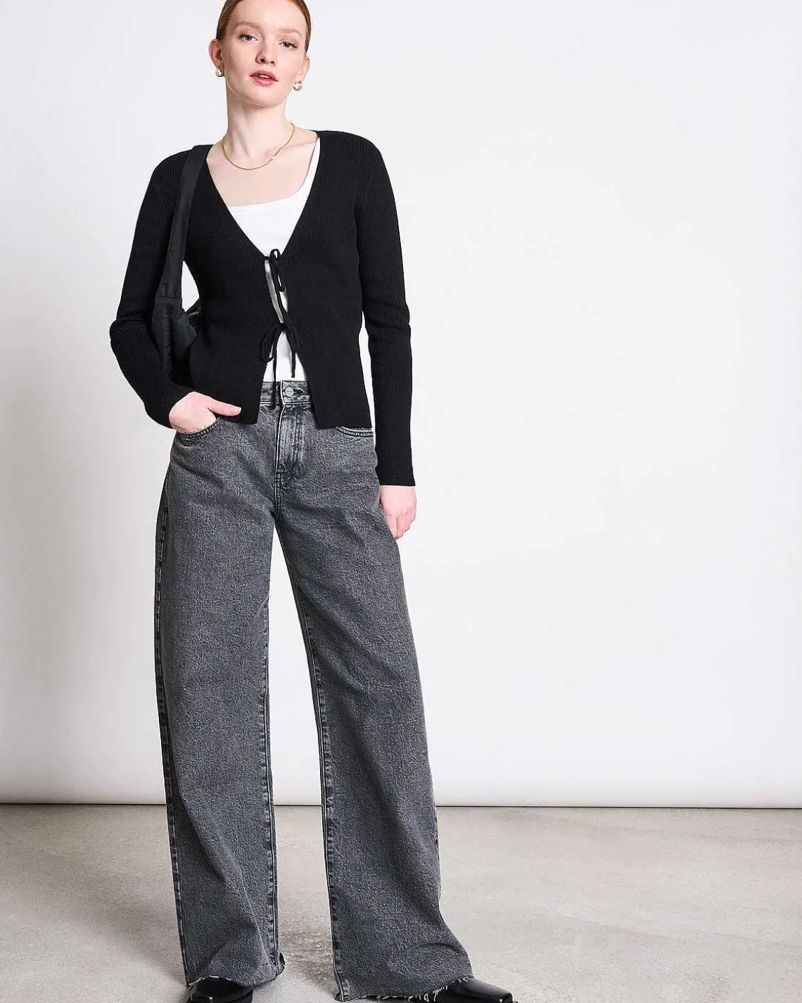 Tie Cardigan Tangy Black Gots