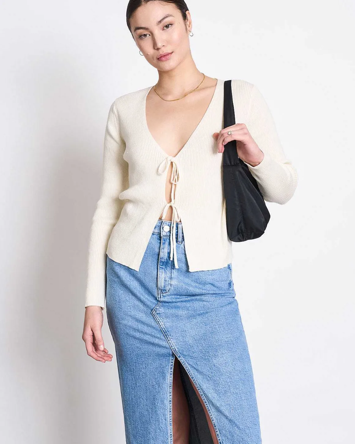 Tie Cardigan Tangy Offwhite Gots