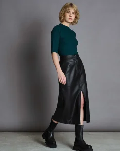 T-Shirt Nina Rib Bottle Green