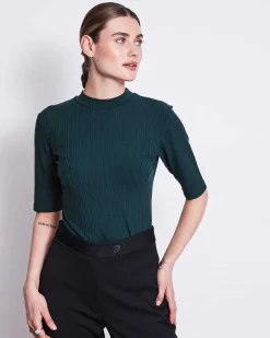 T-Shirt Nina Rib Bottle Green