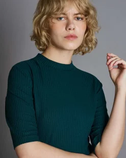 T-Shirt Nina Rib Bottle Green