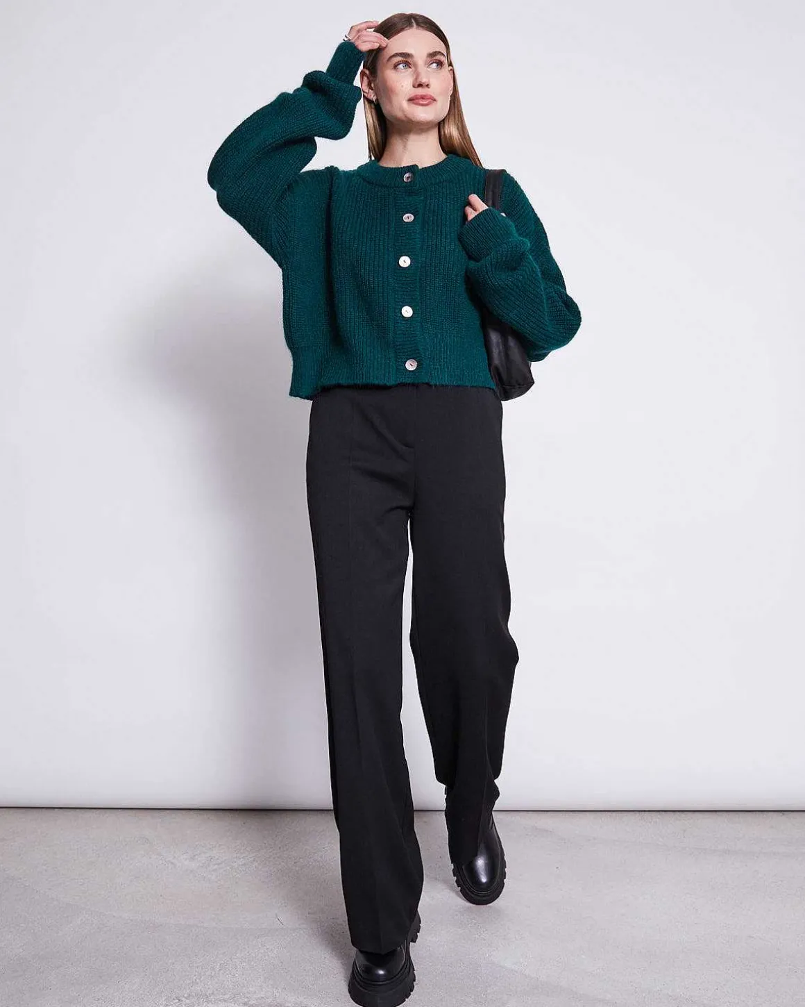 Wooly Cardigan Beni Bottle Green