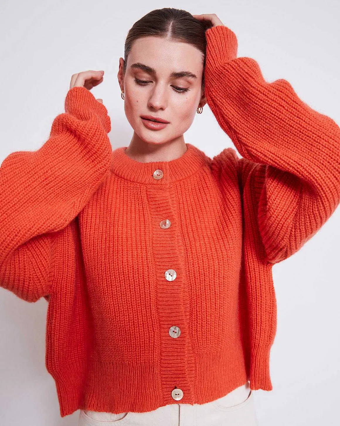Wooly Cardigan Beni Bright Orange