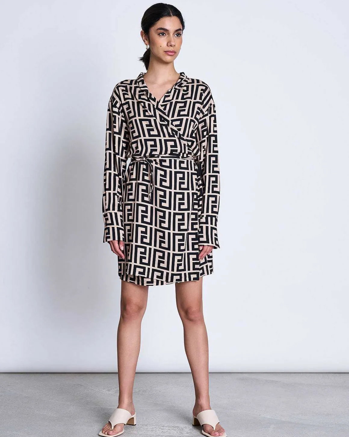 Wrap Dress Ofelia Meander Print