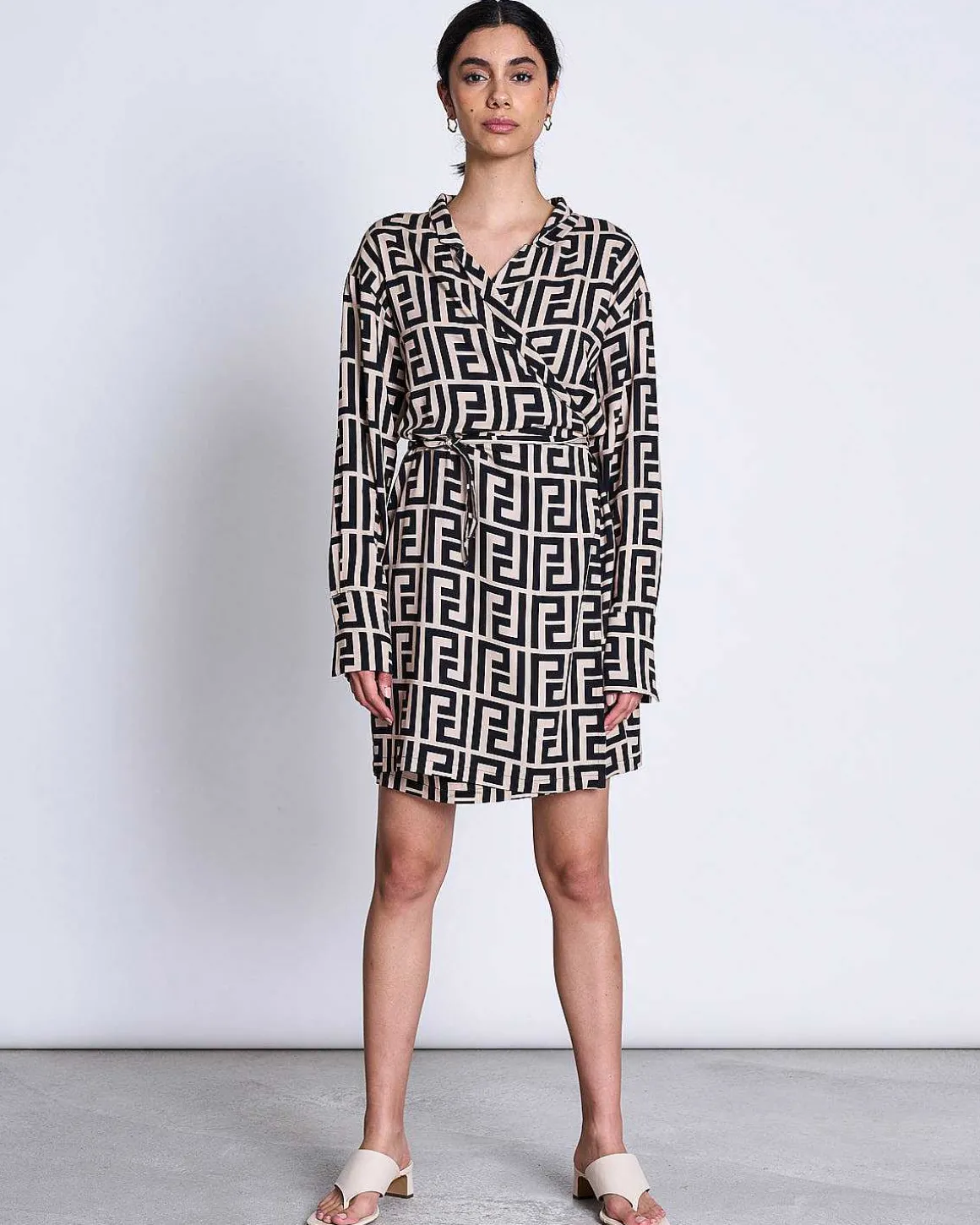 Wrap Dress Ofelia Meander Print