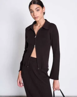 Zip Cardigan Tyrie Espresso Gots