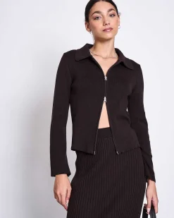 Zip Cardigan Tyrie Espresso Gots