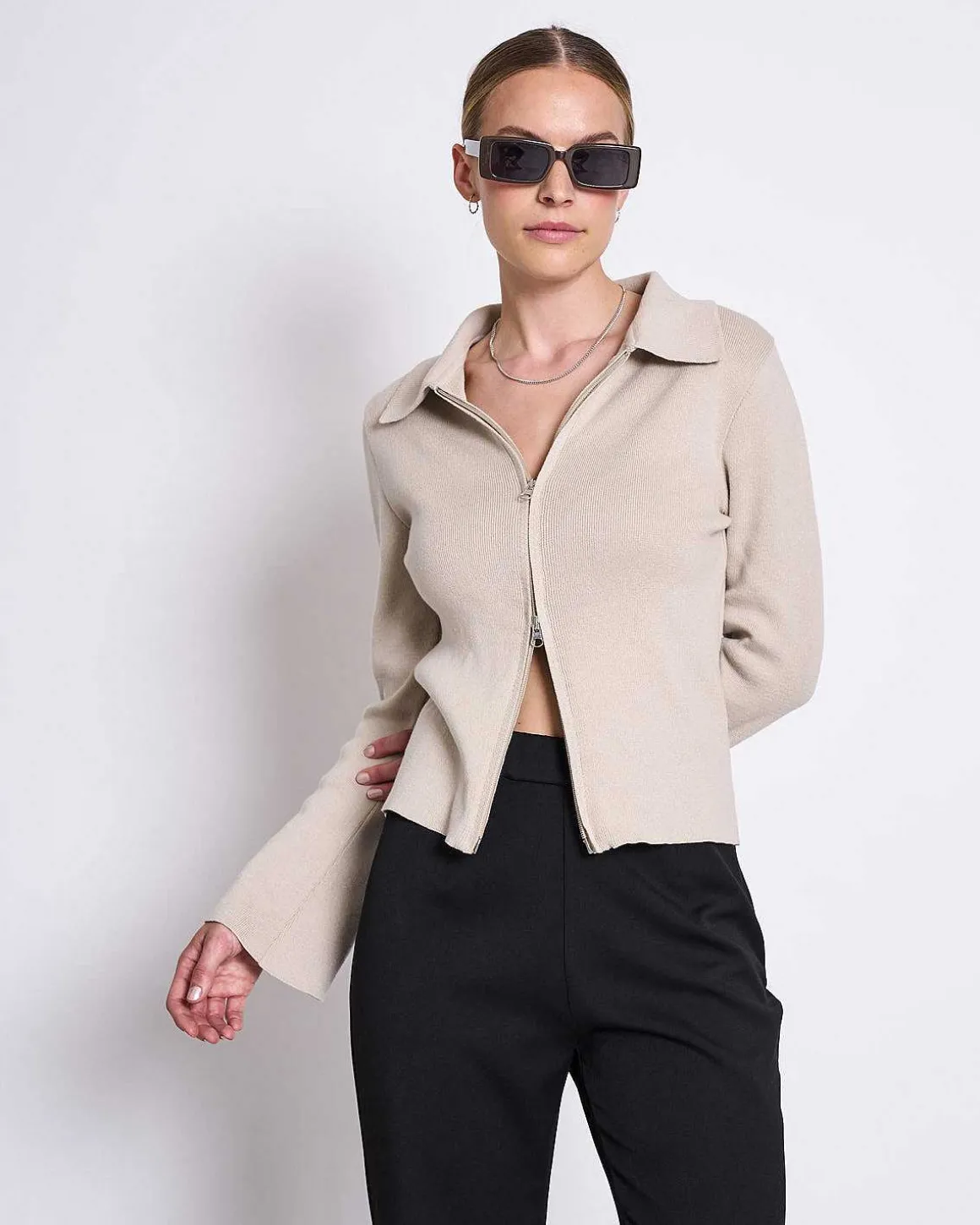 Zip Cardigan Tyrie Ivory Gots